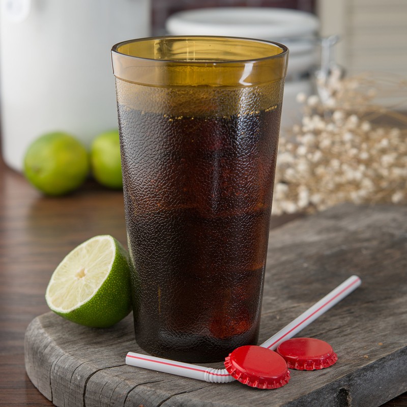 Carlisle 521613 Stackable Shatter-Resistant Plastic Tumbler, 16 oz., Amber