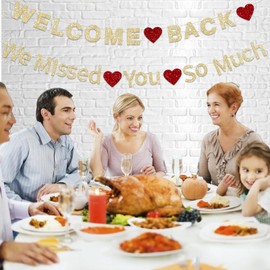 Welcome Back Decorations Banner We Missed You So Much Banner Decorations Glitter Gold Returning Home Party Paper Sign Teenager Homecoming Returning Home Retiring from The Army Decorations