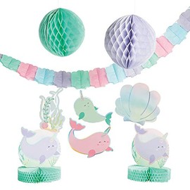 Fun Express Narwhal Party Decorating Kit, (10-Piece) Whimsical Underwater Extravaganza to Elevate Any Festivity - Uniquely Enchanting Ocean-Themed Decor