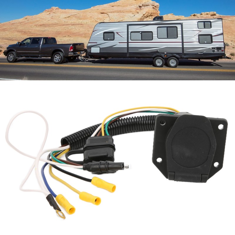 Trailer Wiring Adapter 4 Way to 7 Way Round Trailer