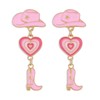 Cowgirl Earrings for Women Pink Cowboy Hat Boot Western Earrings