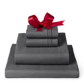 Mellanni Mellanni King Sheet Set - 6-Piece Iconic Collection Bedding, (Including 4 Pillowcases), 16-Inch Deep Pocket, Easy Care, Extra Soft, Cooling Sheets, Brushed Microfiber - Gray