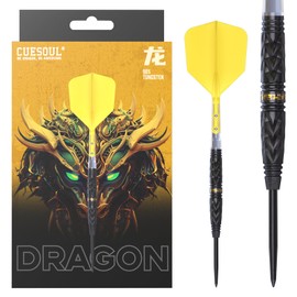 CUESOUL Chinese Zodiac Dragon 23g Steel Tip 90% Tungsten Dart Set with Titanium Coating and Integrated Rust T19 Flight
