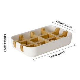 Durable Bamboo Soap Dish with Drainage - Natural Soap Holder for Shower, Bathroom, Kitchen(COLOR:White)