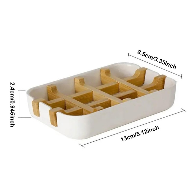Durable Bamboo Soap Dish with Drainage - Natural Soap Holder
