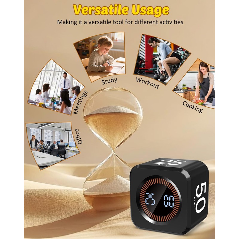 Pomodoro Timer Cube Visual Productivity Flip Timer for Kids Classroom