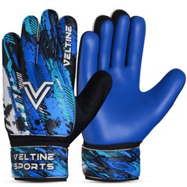 Veltine Sports Soccer Goalie Gloves, Football Goalkeeper Gloves for Kids Boys Children Youth with 4mm Latex Heavy Grip Palm (Blue, Size 6 Suitable for 13-15 Years, Ambidextrous)