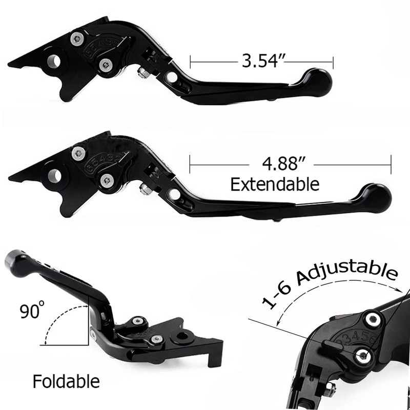 KBGRAX Motorcycle Aluminum CNC Adjustable Foldable Extendable Brake Clutch Levers