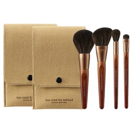 Too Cool for School Artist Vegan Brush Kit + Eco Pouch Set, Mixed Colors, 2 Pieces / 투쿨포스쿨 아티스트 비건 브러쉬 키트 + 에코 파우치 세트, 혼합색상, 2개