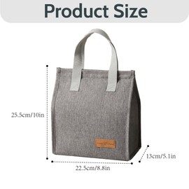 HEVIBK Lunch Bag, Small Lunch Bag, Foldable Insulated Bag, Thermal Bag with Foil Lining, Lunch Bag for On the Go (Grey)