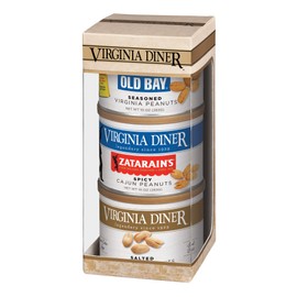 Virginia Diner Virginia Seasoned Triplet Gift Set & Peanut Sampler: Salted, Old Bay, Zatarain's Cajun Peanuts 10 Ounce (Pack of 3)