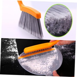 CALLARON Mini Broom and Dustpan Cleaning for Desktop Use Portable Plastic Cleaning Tools Gray and Orange Efficient for Spaces and Hard to Reach Corners