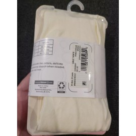 WONDER NATION PINK & CREME 2 pair Girls Microfiber Tights LG 12-16