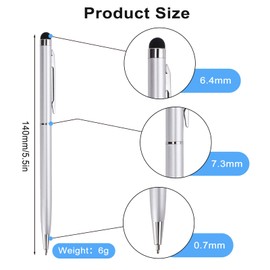 Chostky 24 x Stylus Pens for Touch Screens, 2-in-1 Stylus Pen Ballpoint Pen with 24 Replacement Refills Metal Capacitive Pen Black Ink for Touch Screens Daily Writing