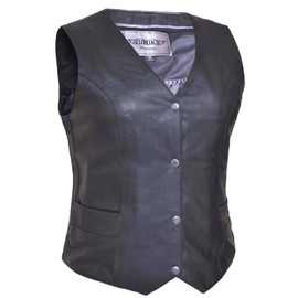 Womens Motorcycle Classic Plain Cow Hide premium Soft Leather vest Snap buttons Riding (2XL)