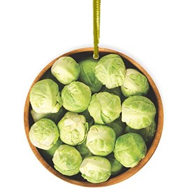Sam Sandor - Brussel Sprouts - Round Ceramic Ornament with String