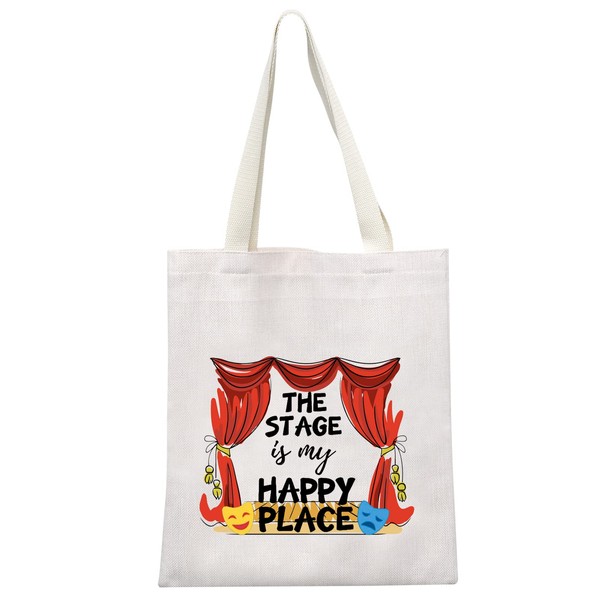 Performer Gift Broadway Play Performer Gift Music Lover Gifts The Stage is My Happy Place Cosmetic Bag Gift for Musicians, Stage Happy Place Tote EU, Everyday wear
