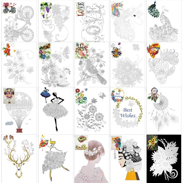 Qpout 20 Pack Paper Quilling Accessories Kits, Paper Quilling Making Design Drawing Papers Quilling Tools and Supplies for Adults Quilling Art Paper DIY Drawing Handcraft Handmade