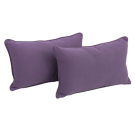 Blazing Needles Double-Corded Solid Twill Back Support Pillows with Inserts (Set of 2), 20" x 12", Grape