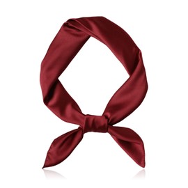 Red Bandana,Scarf,Neckerchief,Claret,Green,Square Satin Chiffon Scarves Women Plain Neck 50s Retro,Tie Ribbon Bow Accessory,Lightweight Smooth Silky Wrap Women's,for Ladies Occasion,70 X 70 cm