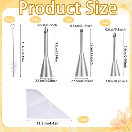 MBAIYO Puff Cream Filling Piping Tips Kit, 3 Pcs Long Piping Nozzle with 50 Disposable Bags and 1 Pcs BrushCream Filling Nozzles for Donuts Puff Eclairs Pastry Decorative