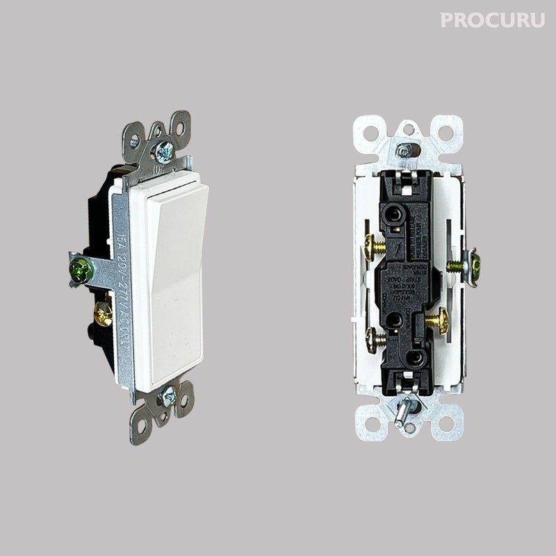 [20-Pack] PROCURU 3-Way Decorator Paddle Rocker Light Switch, 3-Wire, Grounding
