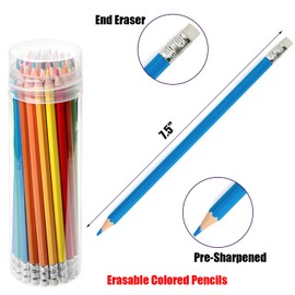 Ouksma 36 Count Pre-sharpened Colored Pencils with Erasers, Erasable Color Pencils, Drawing Pencil, Art Pencil for School Supplies, Drawing Supplies