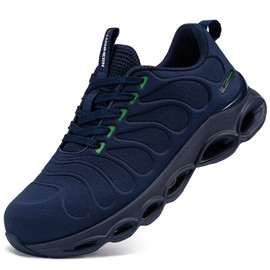LARNMERN Steel Toe Shoes for Men Safety Shoes Work Sneakers Comfortable Safety Toe Sneakers Work Lightweight Colorful Zapatos de Seguridad (9,Navy)
