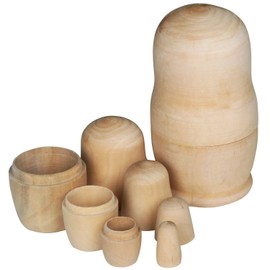 TRIXES Unpainted Russian Dolls Nesting Eggs x5 Layer Wooden DIY Nesting Dolls Craft Creative Blank Unpainted – Plain Unpainted Crafting Nesting Dolls – 5 Sizes