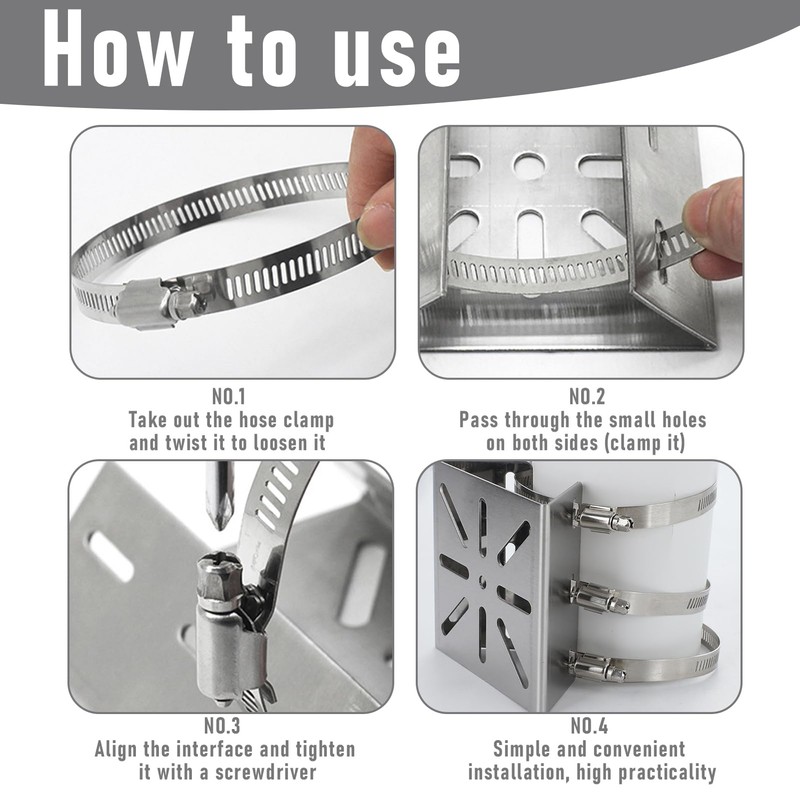 4 Pieces Mast Mount, Universal Vertical Pole Mount with 3