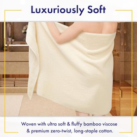 Alusa Home - Toallas de baño de bambú ultrasuaves y afelpadas de viscosa – 700 g/m² – Juego de 6 piezas, súper absorbentes y de secado rápido (papiro)