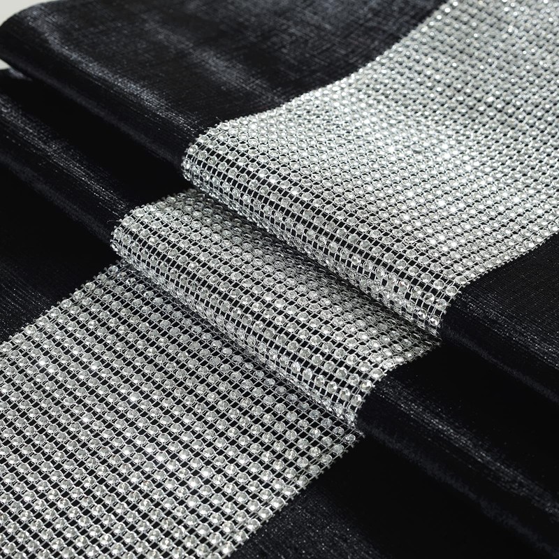 Deggodech Black Table Runner 180 cm Glitter Table Runner Silver