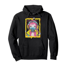 Japanese Harajuku Gas Mask Girl Glitchcore Pullover Hoodie