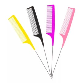 Peinesmx 4 Peine De Cola Metálica Colores Para Cortes, Peinados