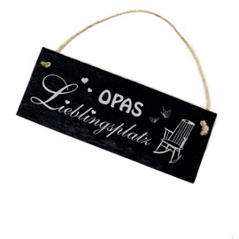 Grandpa's Favourite Place Sign Slate Engraving – Grandpa – Door Sign Decorative Sign Rocking Chair Wall Decoration 22 x 8 cm