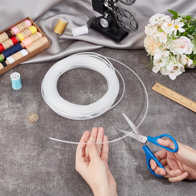 BENECREAT 10m Plastic Welt Cord Upholstery Piping, 3mm Translucent PVC