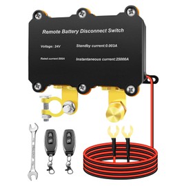 DC 24V 500A Remote Battery Disconnect Switch, Intelligent Battery Kill Switch for Car Truck RV Boat Marine, Anti Theft Battery Cut Shut Off Switch with 2 Wireless Remote Control