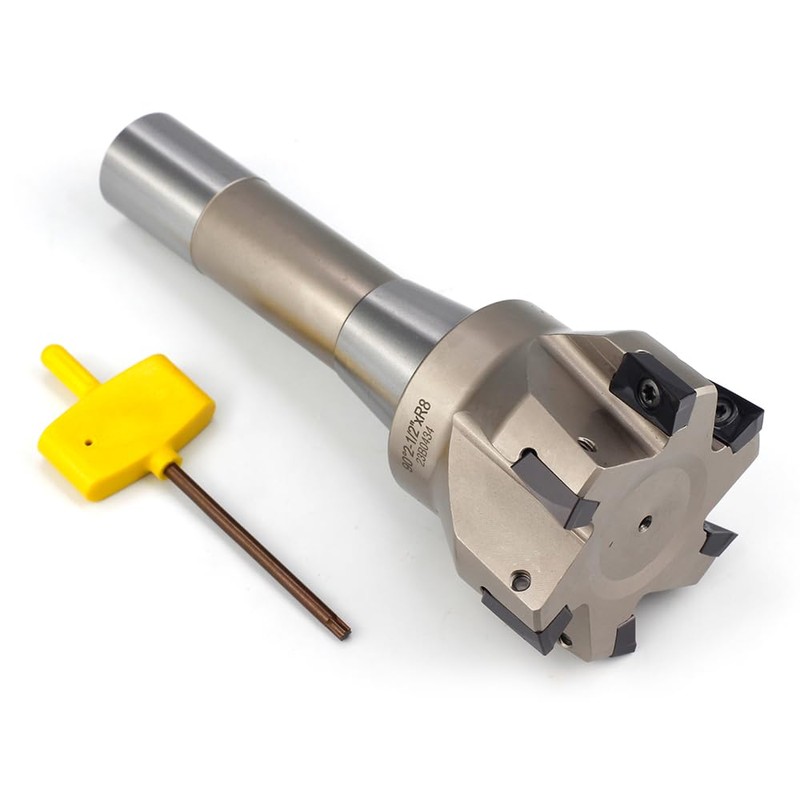 OSCARBIDE Indexable End Mill,R8 Shank,2-1/2" Cutting Dia, 6-1/4" Length, 90°,