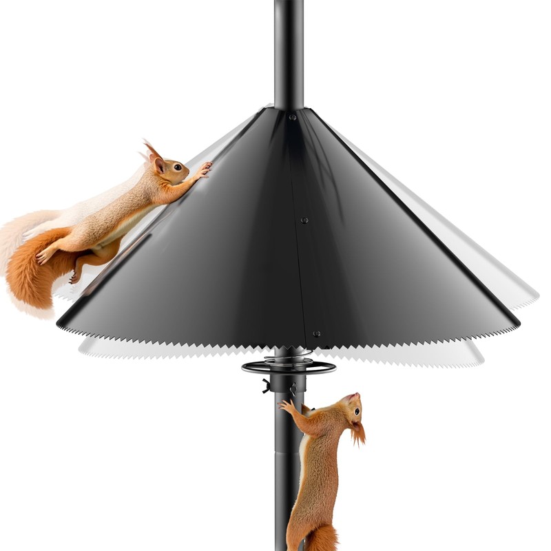 Squirrel Baffle for Bird Feeder Pole - Dynamic Steel Spring-Loaded