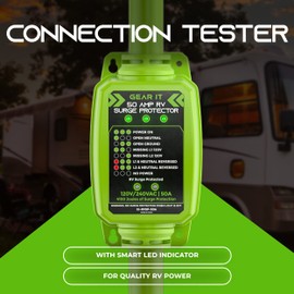 GearIT RV Surge Protector 50 AMP - Circuit Analyzer Voltage Protector/Monitor with Surge Protection (4100 Joules) Weather Resistant 50A Extension Plug for RV Trailer Travel Outdoor Camper