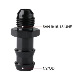 Podavelle 6AN Male Flare to 1/2 Hose Barb Straight Fitting Adapter Aluminum Black 2PCS