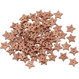 DPWOUM 100Pcs Buttons in Star Shape Wooden Buttons Button for Craft Scrapbooking, Wooden Buttons Star Buttons Nature Sewing Accessories