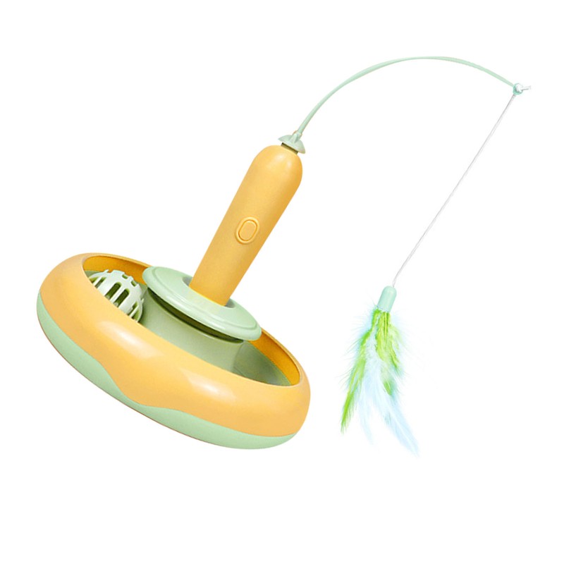 Cat Feather Toy Automatic 360 Degrees Rotating Bell Ball Stable