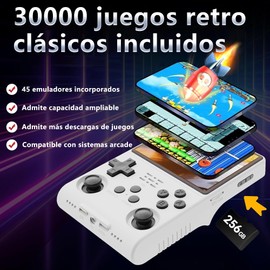 LIKYO Consola de Videojuegos Retro Portátil 256GB + 30000 Juegos Clásicos Retro Portátil Consola de Videojuegos Retro Portátil (Púrpura)