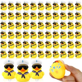 Shappy 36 Pcs Cruise Duck Bulk with Sunglasses Sets 2 x 1.9 x 2.4 Inch Mini Sailing Rubber Ducks Summer Ship Toy Squeaky Party Duckies for Birthday Favors (Yellow)
