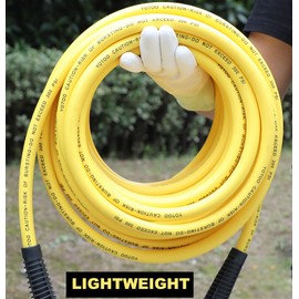 YOTOO Hybrid Air Hose 3/8-Inch by 100-Feet 300 PSI Heavy Duty, Lightweight, Kink Resistant, All-Weather Flexibility with 1/4-Inch Industrial Air Fittings and Bend Restrictors, Yellow