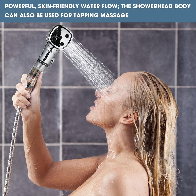 High Pressure Filtered Shower Head for Hard Water - Handheld