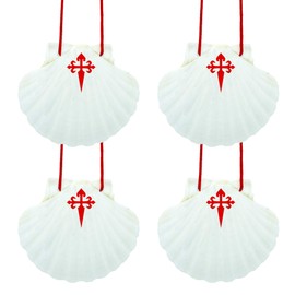 Finoly Pack of 4 Way of Saint James Scallop | Scallop Pilgrim Shell | Camino de Santiago Equipment | Pilgrim Equipment | Camino de Santiago | Pilgrim Pass | Pilgrim Pass