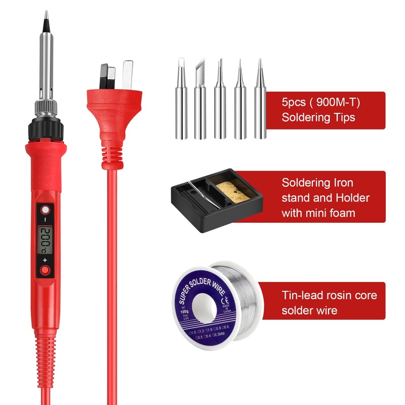 80W Soldering Iron Kit, LCD Digital Soldering Welding Iron Kit