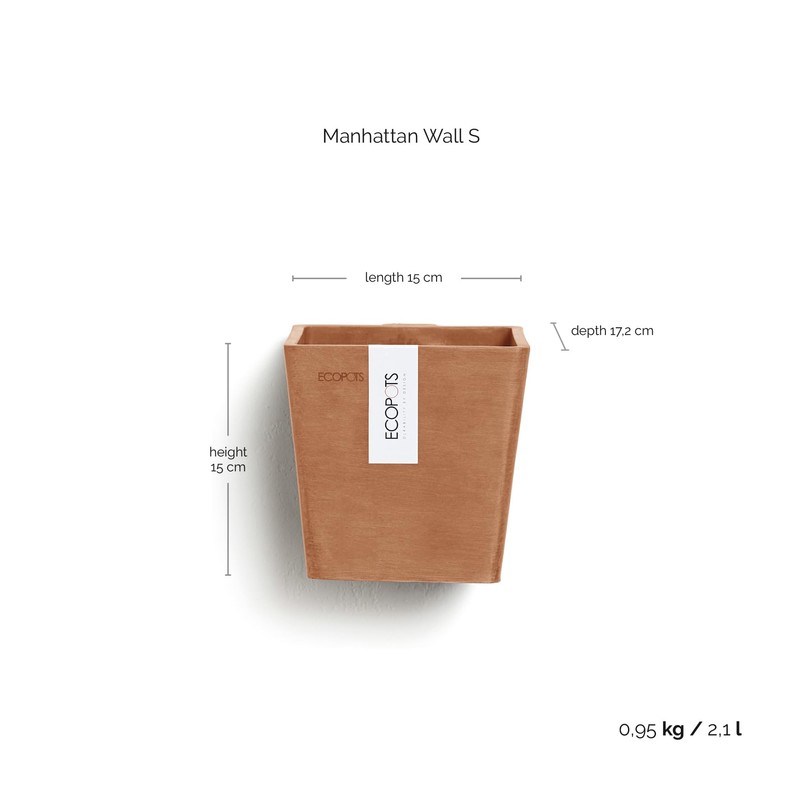 Ecopots Manhattan Small Rectangle Wall Planter - 5.9 in x